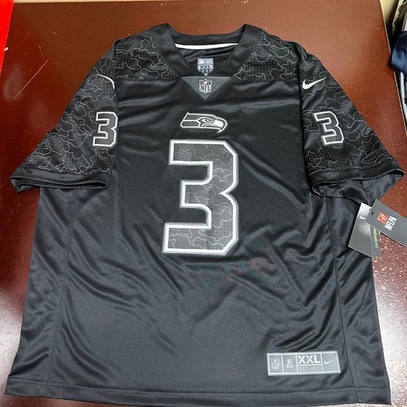 Nike Mens Black Seattle Seahawks Russell Wilson #3 NFL Football Jersey Size XXL